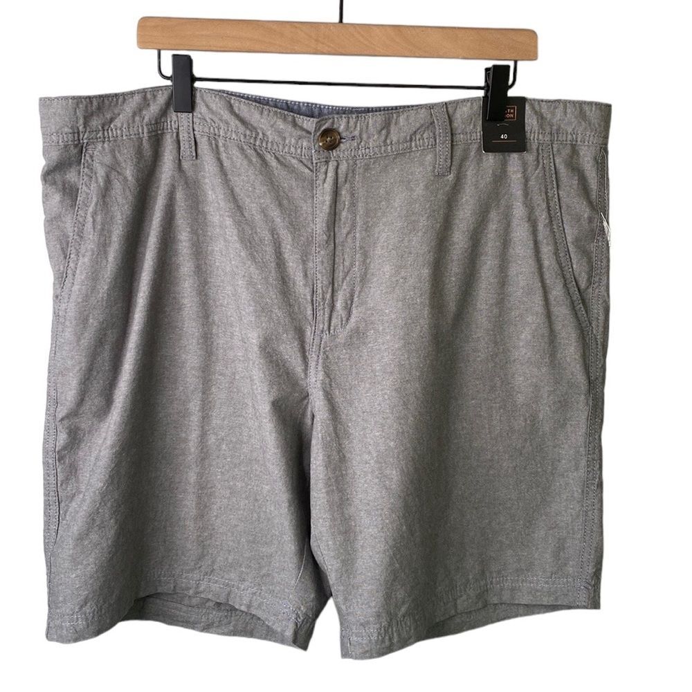 14th & Union Slim Fit 100% Cotton Casual Chambray Shorts 9" Inseam Breathable